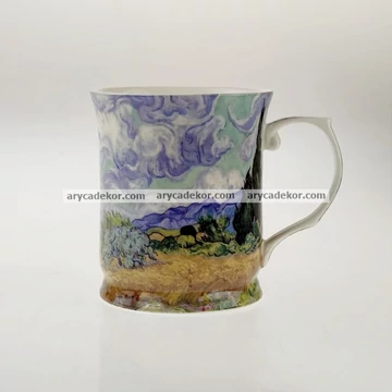 Porcelán bögre Van Gogh : Ciprusok mintával 400 ml