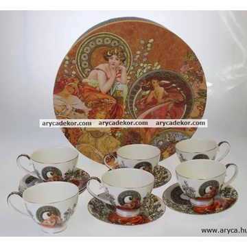 Porcelán csésze és csészealj szett, 6db