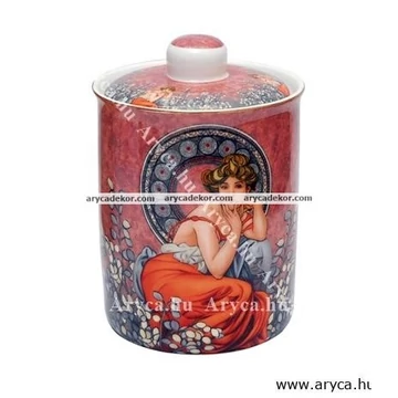 Alfons Mucha porcelán konyhai tároló díszdobozban