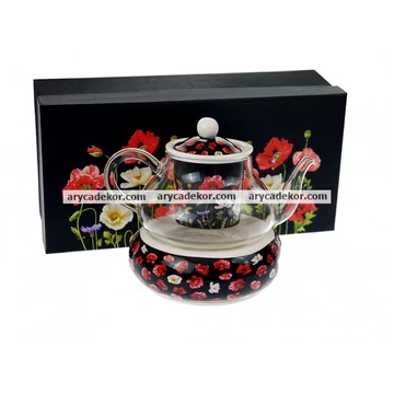 England Collection porcelán teáskészlet, üveg kannával díszdobozban 