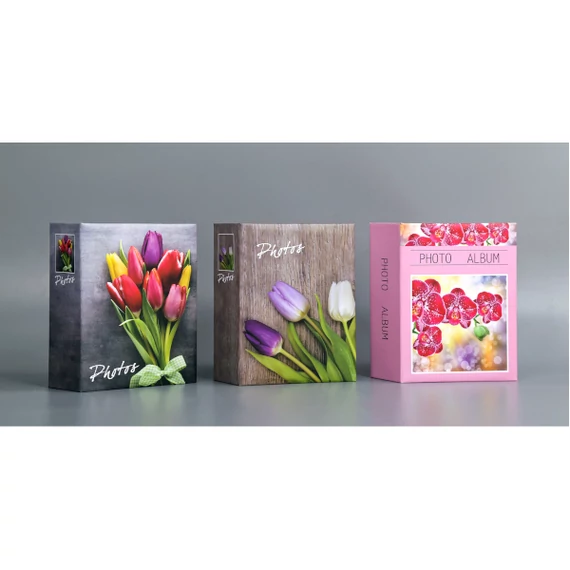 Fotóalbum tavaszi virágmintával, bedugós 10x15cm, 100db-os (PP46100-2)
