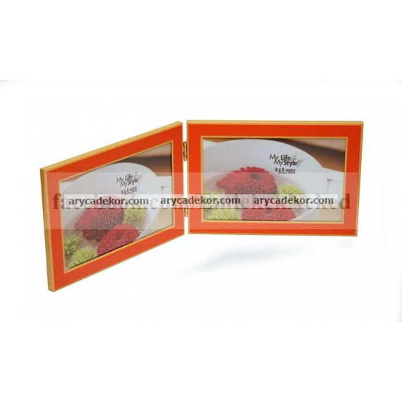 Fém festett dupla képkeret 10x15 cm