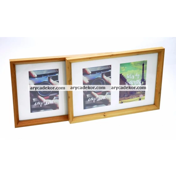 Fa MDF montázs képkeret paszpartuval 22x32 cm