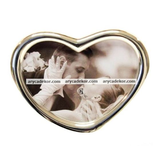 Esküvői szív alakú fényképtartó 15x10 cm