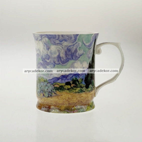 Porcelán bögre Van Gogh : Ciprusok mintával 400 ml