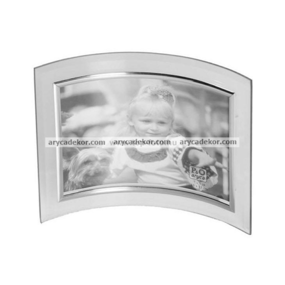 Fekvő hajlított üveg képkeret ezüst szegéllyel 15x20 cm