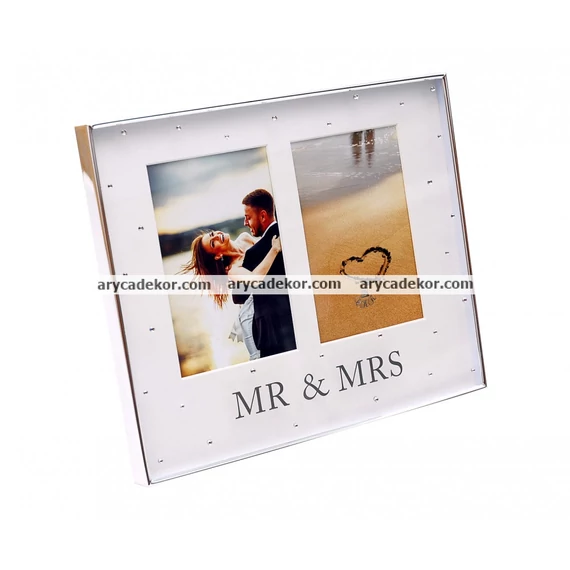 Esküvői dupla képkeret paszpartuval 10x15 cm (Mr &amp; Mrs)