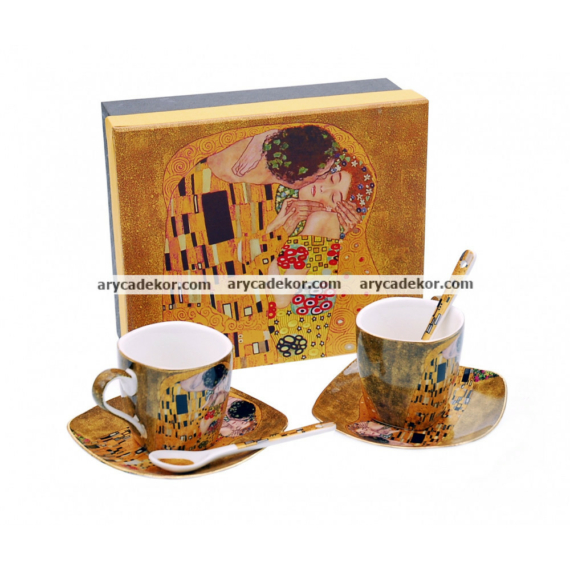 Gustav Klimt porcelán eszpresszó szett díszdobozban,