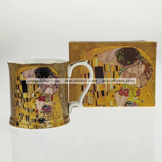 Porcelán bögre, Klimt, barna, közepes