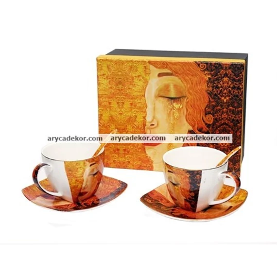 Gustav Klimt porcelán 2 személyes teáskészlet díszdobozban