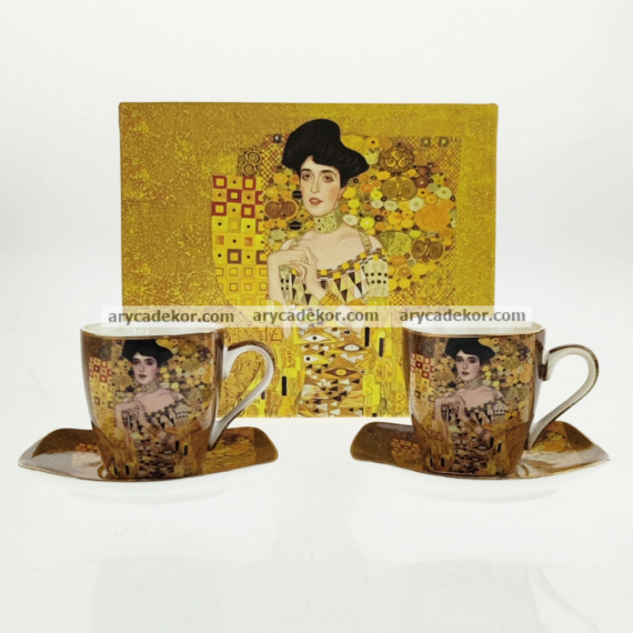 Klimt (Adele Bloch) porcelán eszpresszókészlet díszdobozban.