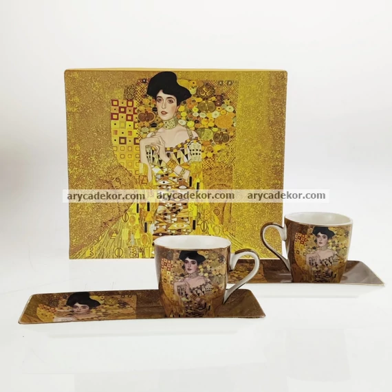 Gustav Klimt porcelán eszpresszó kétszemélyes készlet díszdobozban