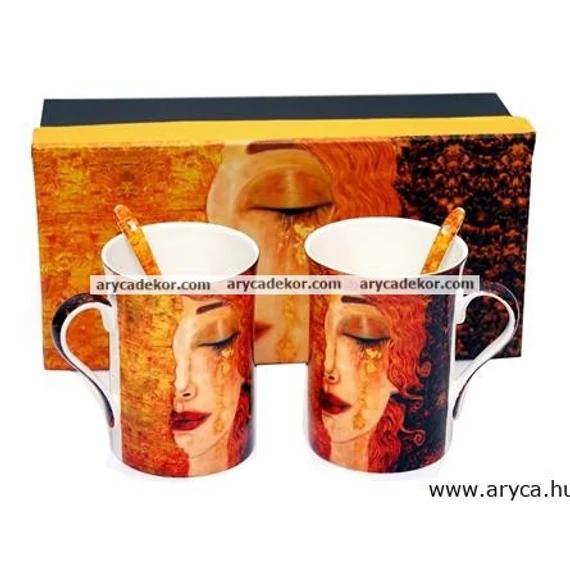 Gustav Klimt porcelán 2 személyes bögrekészlet díszdobozban