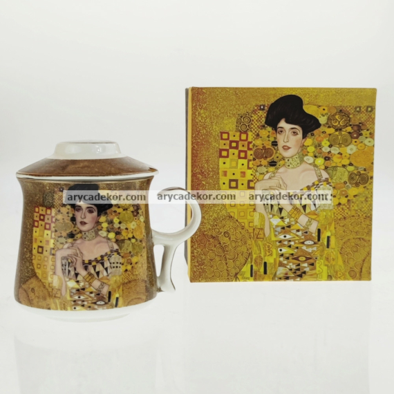 Gustav Klimt porcelán bögre szűrővel díszdobozban