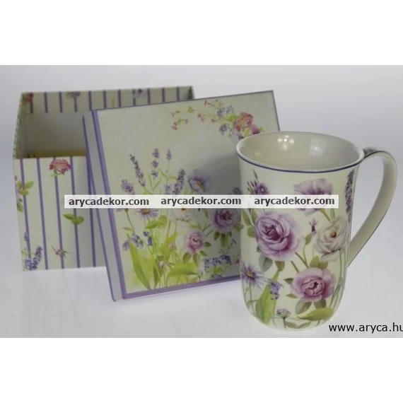 Levendulás porcelán bögre 4dl