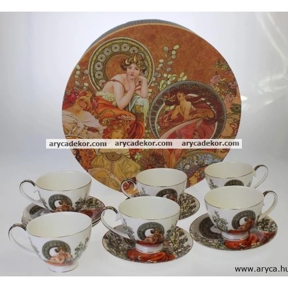 Porcelán csésze és csészealj szett, 6db