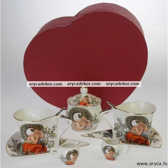 Porcelán kávés szett, díszdobozban