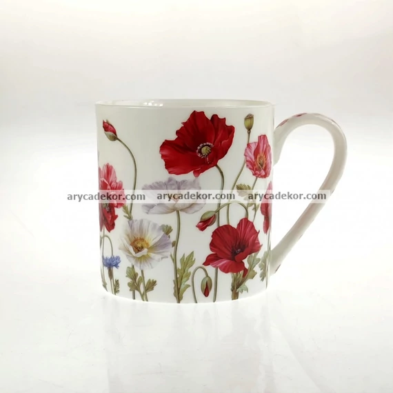 Porcelán bögre pipacs mintával 500 ml