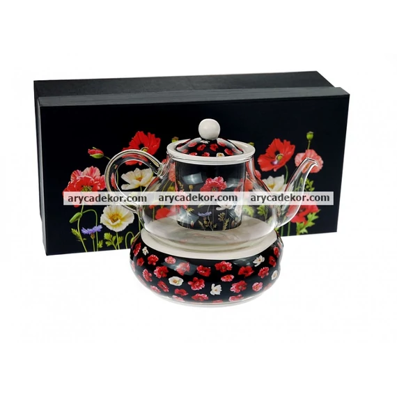 England Collection porcelán teáskészlet, üveg kannával díszdobozban 
