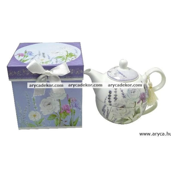 Porcelán teáscsésze+teáskanna szett díszdobozban 