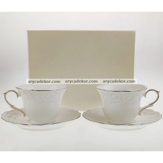 Porcelán bögre szett alátétekkel 250 ml